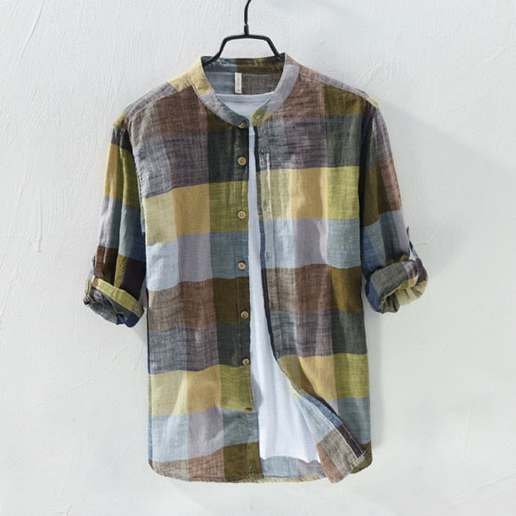 retro linen shirt men