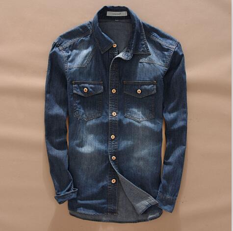 Men's Vintage long sleeve denim shirt