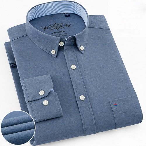 Mens Long Sleeve Solid Oxford Dress Shirt