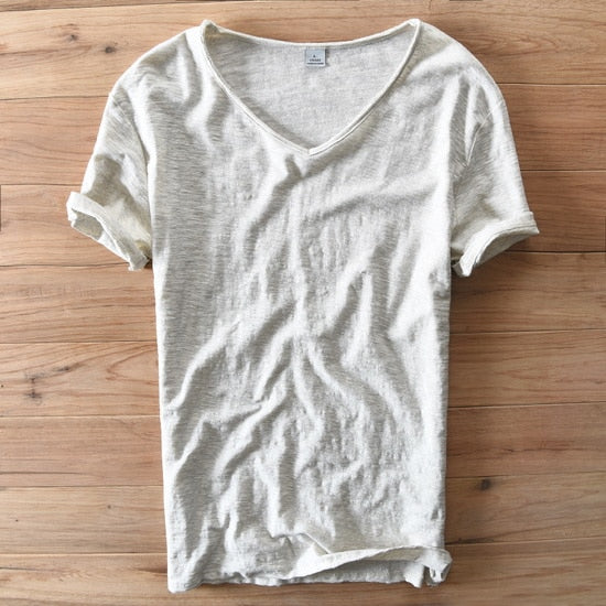 V-Neck Light gray T-shirt Men