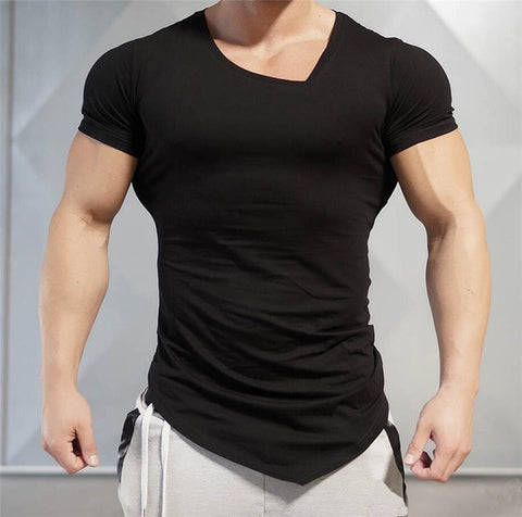 Gyms Clothing V-neck Short Sleeve  Tshirt Men
