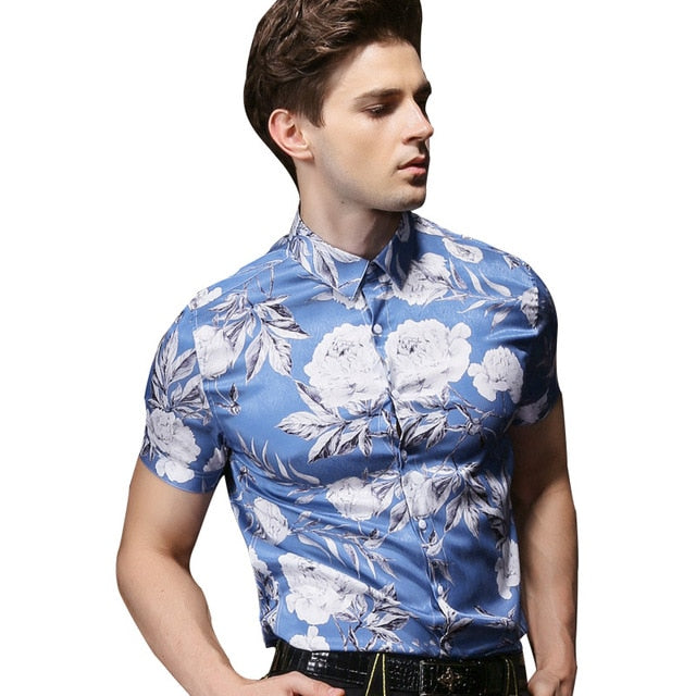 Hawaiian Color Short Sleeve Shirt Men
