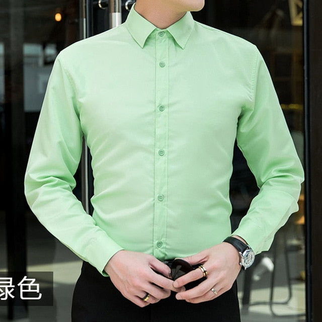 White Dress Shirts Men Long Sleeve