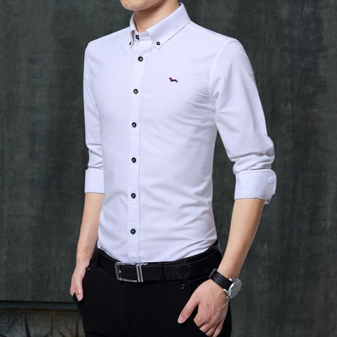 Oxford slim fit solid long sleeve